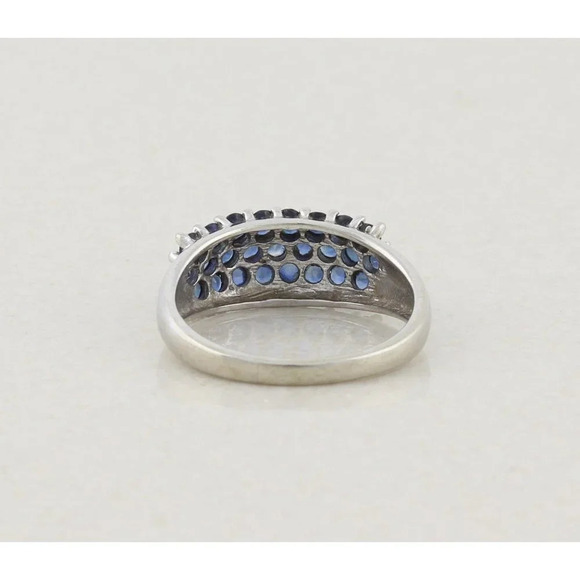 10k White Gold Natural Blue Sapphire Band Ring size 6.75 - Picture 7 of 7